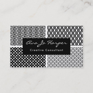 Black & White Retro Patterns x Four: Fun & Funky Business Card