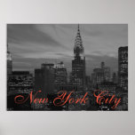 Black & White Retro Pop Art New York City Poster<br><div class="desc">New York City Midtown Old Style Image - Vintage New York Artworks</div>