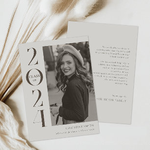 Black & White Retro Typography Photo Graduation Announcement