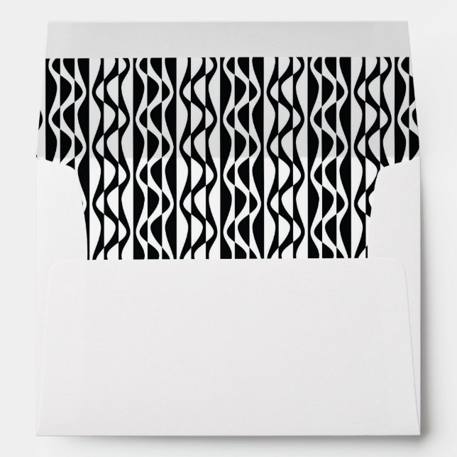 Black & White Retro Wave Pattern Interior Envelopes (Back (Bottom))