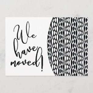 Black-&-White Retro Wave Pattern "We've Moved" Announcement