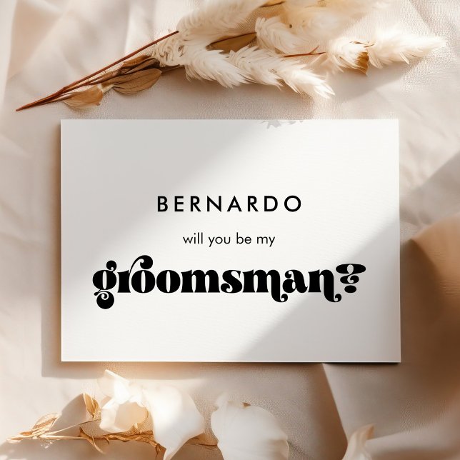 Black & white retro Will you be my groomsman card (Creator Uploaded)