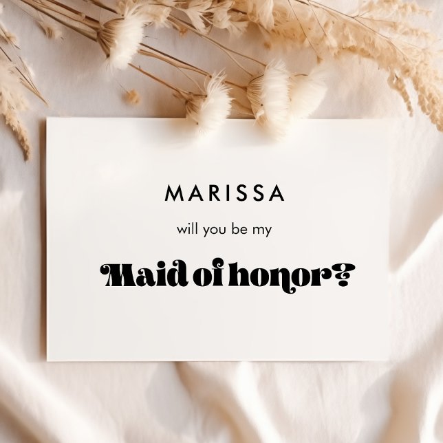 Black & white retro Will you be my maid of honour Invitation (Creator Uploaded)