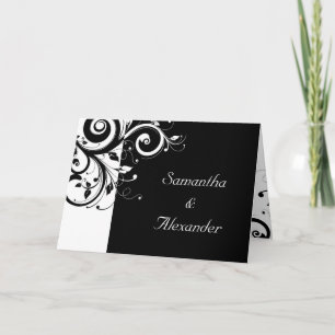 Black+White Reverse Swirl Photo Wedding Invitation