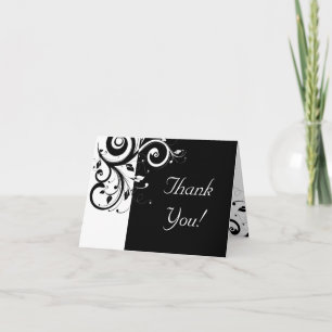 Black + White Reverse Swirl Thank You Cards