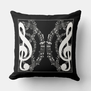 Black & White Reversible Mirror Image Music 2 Cushion