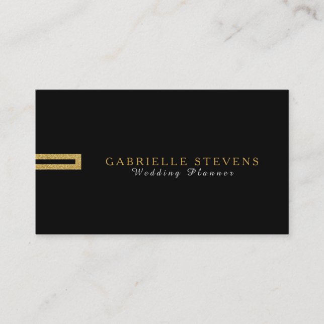 Black & White Reversible Touch Of Gold Glitter Business Card (Front)