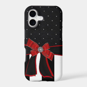 Black & White Rhinestone and Bow Iphone Case