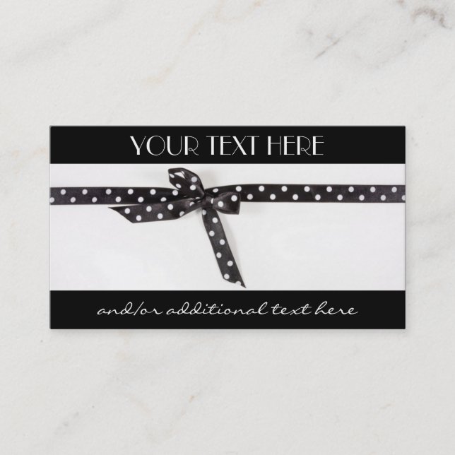 Black & White Ribbon Business Card (Front)