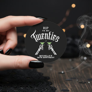 Black & White RIP To My Twenties 30th Birthday Classic Round Sticker