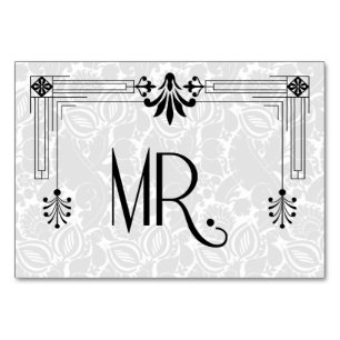 Black White Roaring 20s Art Deco Wedding Mr. Table Number
