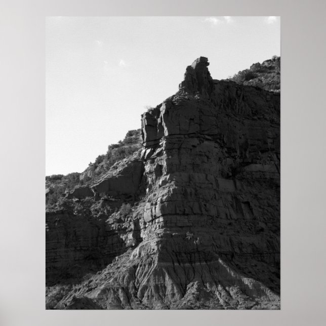 Black & White Rocky Cliff Landscape Vertical 16x20 Poster (Front)