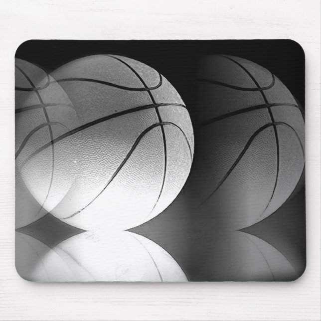 Black & White Rolling Basketball Ball Mouse Mat (Front)