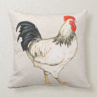 Black & white rooster cotton throw pillow