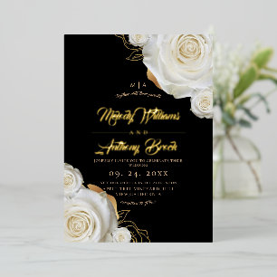Black White Rose and Gold Elegant Floral Wedding
