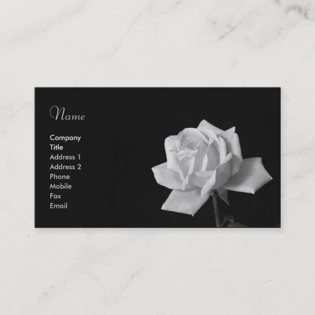 Black & White Rose Business Card (Front)