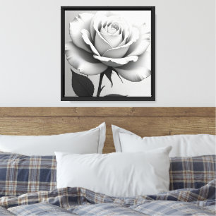 Black & White Rose Canvas Print –Floral Wall Art