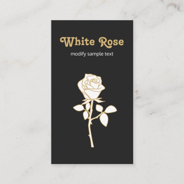 Black White Rose Floral Business Card (Front)