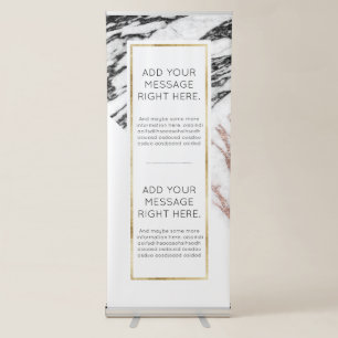 Black White Rose Gold Marble Geometric Triangles Retractable Banner