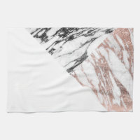 Black White Rose Gold Marble Geometric Triangles