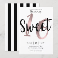 Black White Rose Gold Pink Sweet 16 Birthday Party