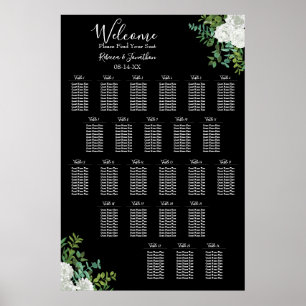 Black & White Rose Gothic Wedding 24 Seating Chart