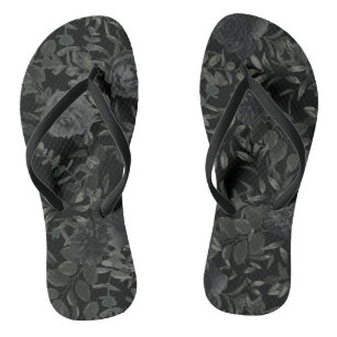 Black White Rose Gothic Wedding Flip-Flops Flip Flops