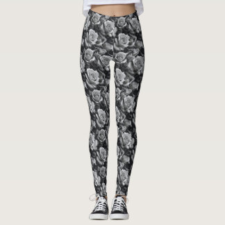 Black & White Rose Leggings