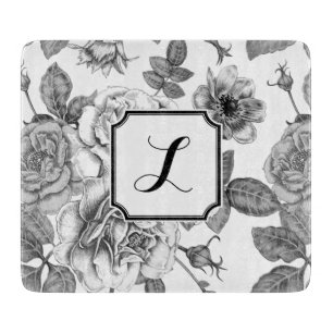 Black & White Rose Pattern Cutting Board