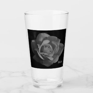 Black & White Rose Pilsner Glass Love Quote