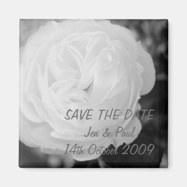 Black & White Rose - Save The Date Magnet (Front)