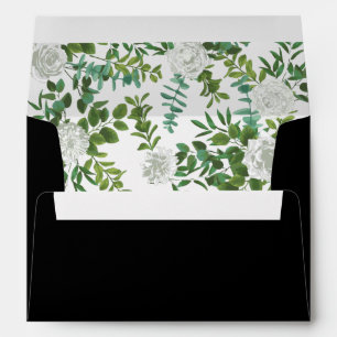 Black White Rose Wedding Elegant Modern Envelope
