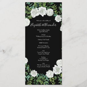 Black White Rose Wedding Elegant Modern Menu