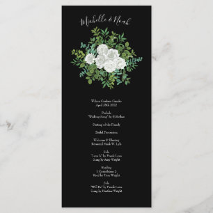 Black White Rose Wedding Elegant Modern Menu
