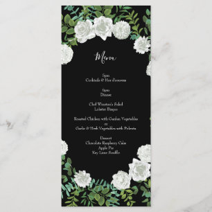 Black White Rose Wedding Elegant Modern Menu
