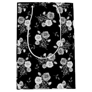 Black & white roses wedding gift bag