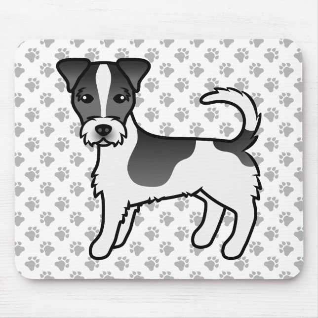 Black & White Rough Coat Jack Russell Terrier Dog Mouse Mat (Front)