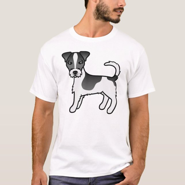 Black & White Rough Coat Jack Russell Terrier Dog T-Shirt (Front)