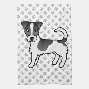Black & White Rough Coat Jack Russell Terrier Dog Tea Towel