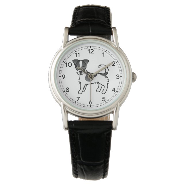Black & White Rough Coat Jack Russell Terrier Dog Watch (Front)