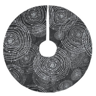 Black White: Round Shapes Seamless. Brushed Polyester Tree Skirt