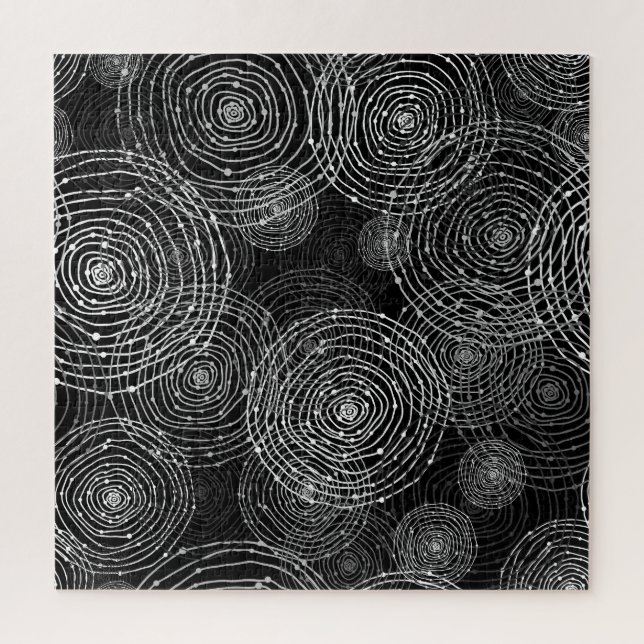 Black White: Round Shapes Seamless. Jigsaw Puzzle (Vertical)