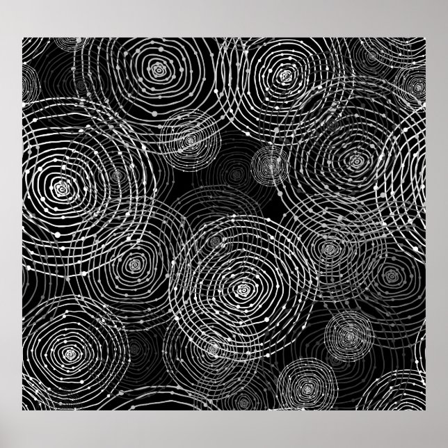 Black White: Round Shapes Seamless. Poster (Front)