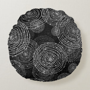 Black White: Round Shapes Seamless. Round Cushion