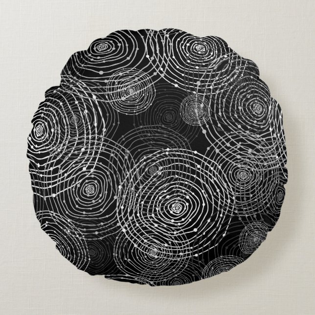 Black White: Round Shapes Seamless. Round Cushion (Front)
