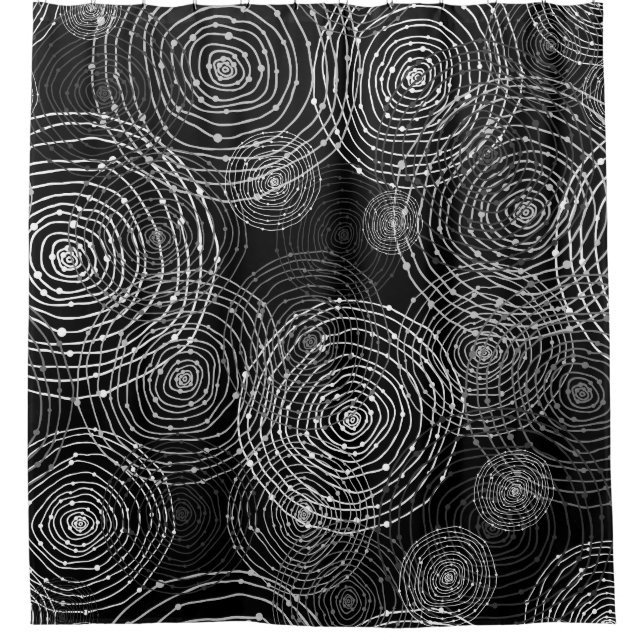 Black White: Round Shapes Seamless. Shower Curtain (Front)