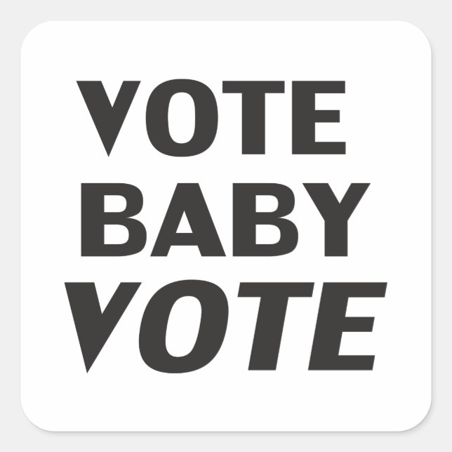 black & white round "vote baby vote" sticker (Front)