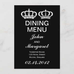 Black White Royal Couple Dining Menu
