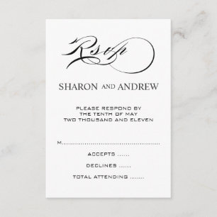 Black White RSVP Cards for Square Invites
