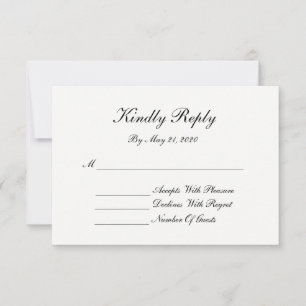 Black & White RSVP Cards Gold Swirls Pattern